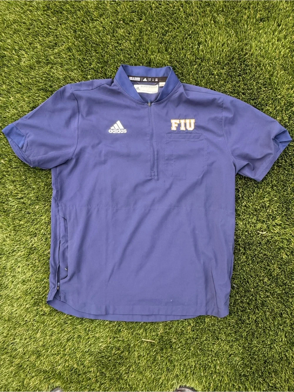 adidas Men’s FIU Short-Sleeve Navy Quarter-Zip Shirt